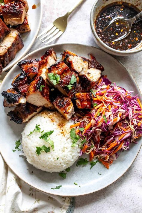 Grilled Pork Belly - Sailor Bailey Teriyaki Pork Belly, Grill Pork Belly, Pork Belly Bowl, Asian Bbq Pork, Asian Pork Belly Recipes, Pork Belly Recipes Easy, Asian Pork Belly, Grilled Pork Belly, Sailor Bailey