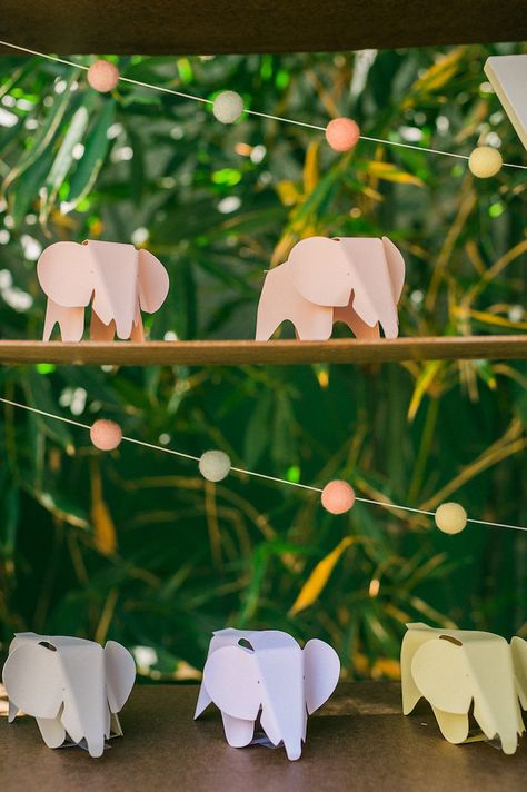 Origami Themed Birthday Party, Elephant Table Decor, Babar Birthday Party, Elephant Birthday Party Ideas, Elmer Birthday Party, 2 Year Birthday Party Ideas, Elephant Birthday Party Boy, Elephant Birthday Decorations, Elephant Birthday Theme