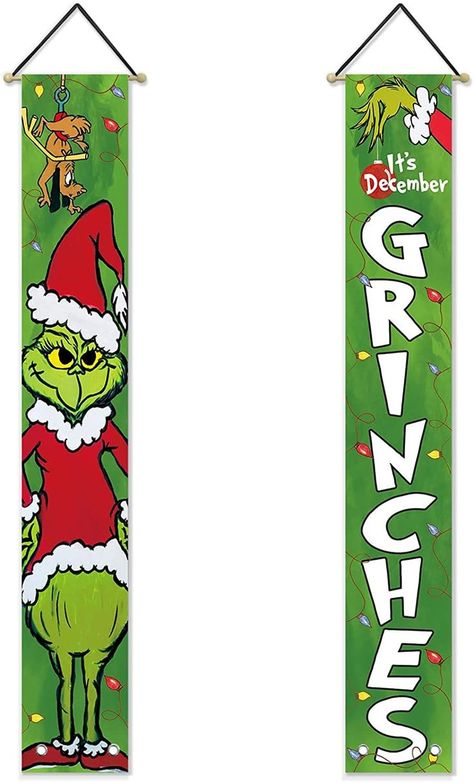 12X72in The Porch Sign, It's December, Amazon Christmas, Grinch Christmas Decorations, Christmas And Winter, Banner Flag, Led Decor, The Courtyard, Hanging Banner