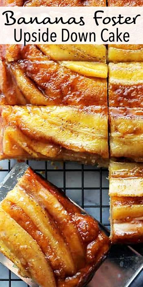 Bananas Foster Upside Down Cake Recipe, Bananas Foster Sauce, Bananas Foster Cake, Banana Foster Recipe, Pancake Dippers, Banana Upside Down Cake, Upside Down Cakes, Banana Foster, Upside Down Cake Recipe