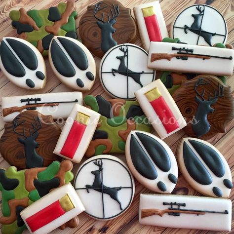 Hunting Birthday Cakes, Hunting Birthday Party, Hunting Ideas, Fish Cookies, Hunting Birthday, Hunting Party, Man Cookies, Fancy Cookies, Creative Cookies