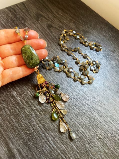 Handmade Stone Jewelry, Long Beaded Necklaces, Sundance Style Jewelry, Primitive Jewelry, Homemade Necklaces, Boho Necklaces, Beads Craft Jewelry, Junk Jewelry, Beaded Necklace Designs