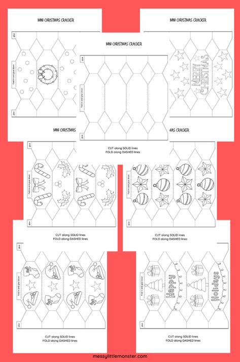 Easy Christmas Crackers, Christmas Cracker Pattern, Paper Crackers Diy, Christmas Cracker Template Free Printable, Diy Christmas Crackers Template, Christmas Cracker Template, Christmas Crackers Template, Homemade Christmas Crackers, Christmas Paper Chains