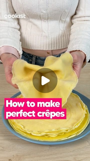 75K views · 1.6K likes | Cookist Wow on Instagram: "Quick to make, soft and elastic! These #crepes will be perfect for both sweet and savory recipes 😎🙌 Method by our @sweets_melissa 🌹♥️  👉INGREDIENTS 500ml of milk 250g of flour 3 eggs A pinch of salt Butter for the pan  👉METHOD 1. Break the eggs into a bowl and beat vigorously. 2. Add the milk slowly while continuing to mix. You can use water or your favorite plant-based milk if you want a lighter version. 3. Now add the sifted flour a little at a time to avoid forming lumps and mix vigorously. Also, add a pinch of salt for flavor, but avoid sugar if you want a neutral base. If lumps do form, just sift the batter or blend it with a beater and the dough will become perfectly smooth. 4. Use a crepe maker or a regular non-stick pan. Don’ Deep Fried Crepes, Perfect Crepe Recipe, Crêpe Recipes Easy, Savory Crepes Recipe, Crepes Recipe Easy, Crepe Batter Recipe, Crepe Recipe Savory, Best Crepe Recipe, Lemon Crepes