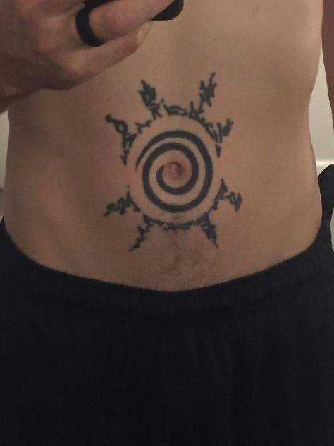 Naruto Jinchuriki Seal Tattoo, Naruto Mark Tattoo, Naruto Tattoo Chest, Naruto Curse Mark Tattoo Stomach, Tattoo Ideas For Men Naruto, Anime Tattoos With Meaning, Naruto Stomach Tattoo, Bleach Hollow Tattoo, Naruto Chest Tattoo