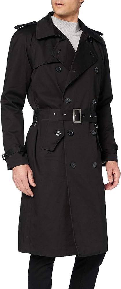 Mens Traditional Double Breasted Long #TrenchCoat Cotton #Military Rain Mac #TopCoat Military Winter Coat, Topcoat Men, Winter Coat Men, Rain Mac, Mens Winter Coat, Long Trench, Long Trench Coat, Trench Coat Black, Coat Black