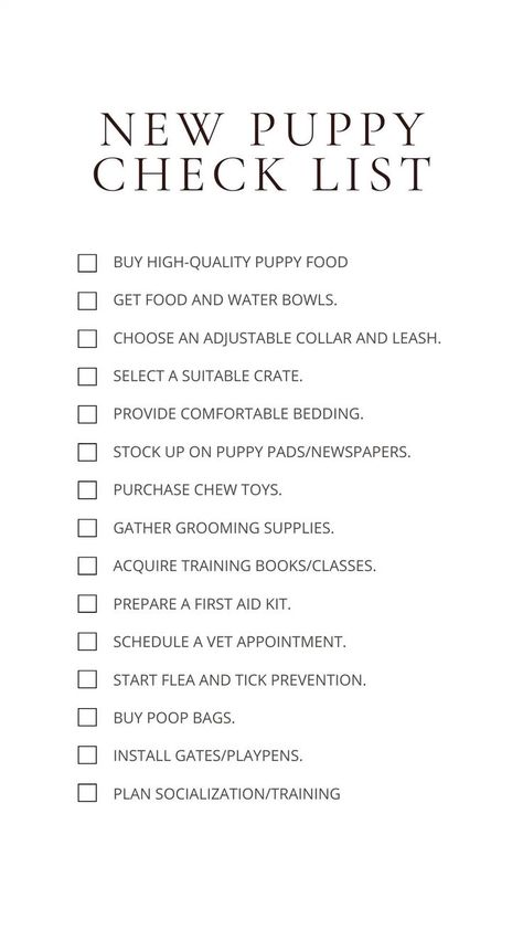 Checklist For New Puppy, Puppy Desensitization Checklist, First Time Puppy Owner Tips, How To Take Care Of Dogs, Puppy Must Have List, Things For New Puppy, Tips For New Dog Owners, Getting A Puppy Checklist, Dog Starter Kit List