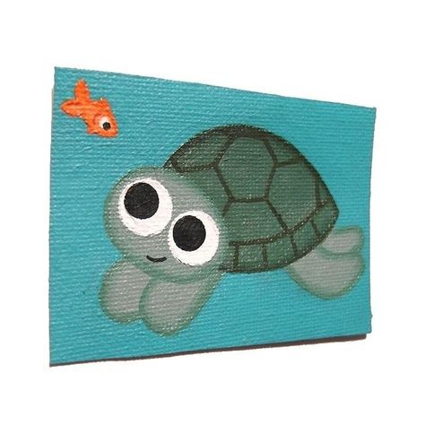 Cool Easy Canvas Paintings, Painting For Small Canvas, Surealisme Art Simple, Turtle Painting Easy, Cool Things To Paint Easy, Pencil Drawings Easy Sketches, Easy Simple Paintings, Easy Things To Paint For Beginners, Fish With Big Eyes