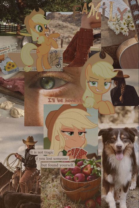 applejack wallpaper Applejack Mlp, Mlp Aesthetic, Aesthetic Wallpaper, Apples, My Little Pony, Horses, Collage, Animals