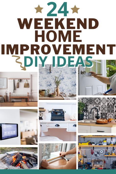 Transform your space in just a weekend with these DIY home renovations! From simple upgrades to creative projects, find out how to enhance your home’s appeal without breaking the bank. Our ideas for easy, weekend projects will be the perfect home upgrades you can finish in a weekend. Perfect for those on a tight schedule and a tighter budget Modern Home Projects, Simple House Projects, Quick Home Upgrades, New Home Projects, Cheap Ways To Update Your Home Easy Diy, Cheap Remodeling Ideas Diy, Diy Redecorating Ideas, Simple Diy Projects For The Home, Interesting Home Ideas