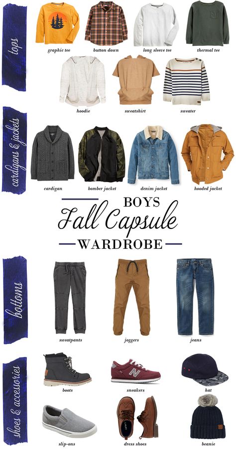 Fall Capsule Wardrobes For Kids Casual Outfits Home, Sweatpants And Boots, Boys Fall Fashion, Boys Fall Outfits, Capsule Outfits, Kids Wardrobe, Fall Capsule Wardrobe, Boys Jacket