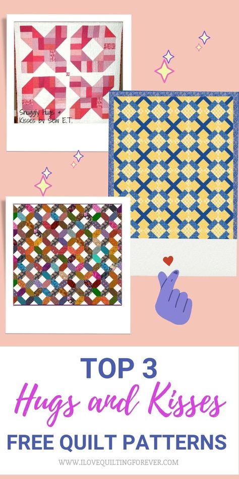 We have gathered Hugs and Kisses Quilt Pattern different versions. Click our link to know more. Hugs And Kisses Quilt Pattern Free, Hugs And Kisses Quilt, Kisses Quilt Pattern, Free Quilt Tutorials, Beginner Quilt Patterns, Free Hugs, Memory Quilt, Half Square Triangles, Quilting For Beginners