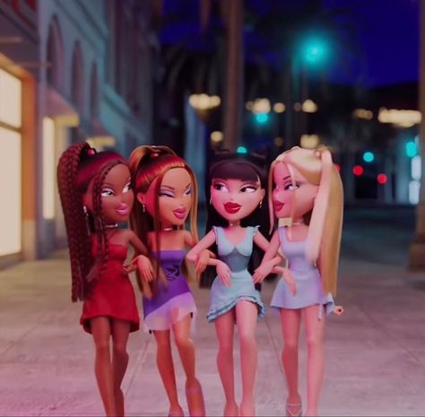 Bratz 3 Girl, Bratz Friend Group, Bratz Desktop Wallpaper, Bratz Best Friends, 7 Girls Squad Aesthetic, Bratz Group Picture, 7 Girls Squad, Bratz Animation, Iconic Friendships