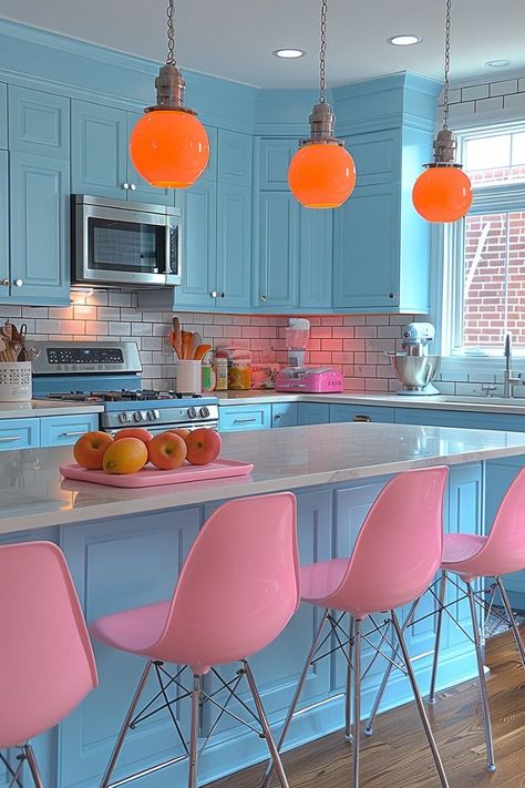 Girly Kitchen, Colorful Kitchen Ideas, Game Portal, Apartment Checklist, Kitchen Makeovers, Html 5, Colorful Kitchen, Minimalist Kitchen Design, Ideas Hogar