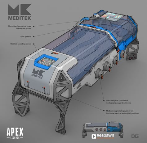 ArtStation - Apex Medical Pod Prop, Danny Gardner Futuristic Medicine, Cyberpunk Apartment, Futuristic Tech, Traveller Rpg, Sci Fi Props, Sci Fi Tech, Props Concept, Eden Project, Consciousness Art