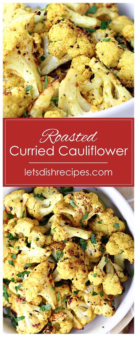 Curry Roasted Cauliflower, Curry Cauliflower, Roasted Baby Carrots, Curried Cauliflower, Roasted Cauliflower Recipes, Cauliflower Recipe, Vegetable Side Dishes Recipes, Meatless Dinner, Cauliflower Curry