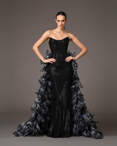 JEAN-LOUIS SABAJI on Instagram: "JEAN-LOUIS SABAJI Couture Fall/ Winter 2024-2025

A corseted crystal embellished black gown with an overskirt crafted in laser-cut organza flower petals

#JeanLouisSabaji #Couture #FW2425" Organza Flowers, Black Gown, Flower Petals, Dream Dress, Fall Winter, Couture, Crystals, Dresses, Flowers