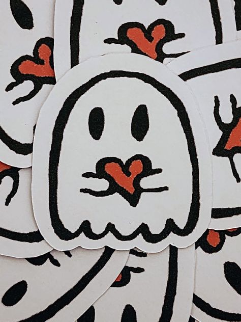 Cartoon Ghost Cute, Cute Ghost Art, Ghost Heart, Ghost Hug, Ghost Stickers, Art Ghost, Smile Drawing, Ghost Cute, 30 Day Drawing Challenge