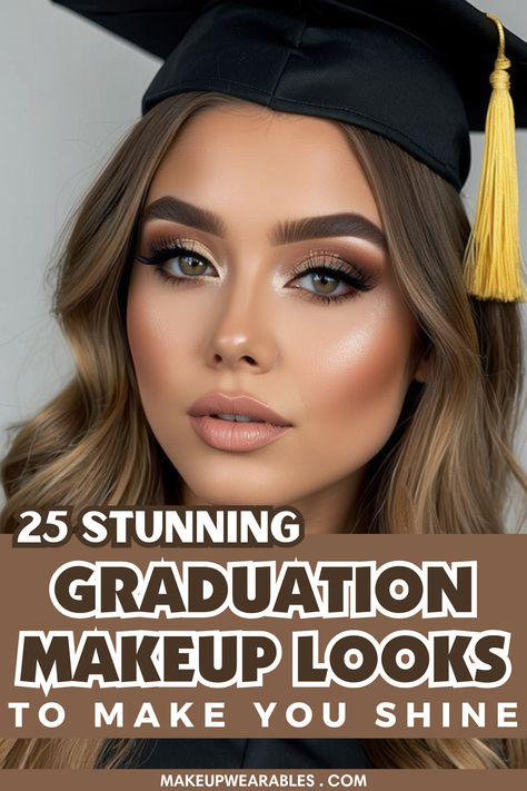 Graduation Makeup Looks Graduation Day Makeup Ideas, Soft Glam Graduation Makeup, Make Up Looks For Graduation, College Graduation Makeup Ideas, Grad Photo Makeup, College Graduation Makeup, Graduation Day Makeup, Graduation Pictorial Makeup, Makeup Looks For Graduation