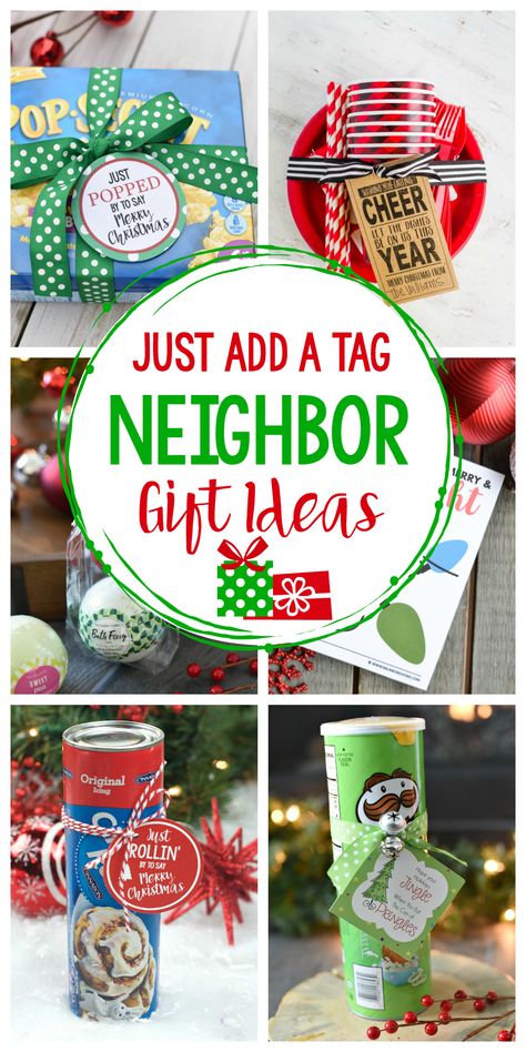 25 Easy Neighbor Gifts: Just Add a Tag - Crazy Little Projects Easy Neighbor Gifts, Neighbor Gifts For Christmas, Diy Gifts For Christmas, Gifts For Neighbors, Surprise Ideas, Christmas Neighbor, Neighbor Christmas Gifts, Cheap Christmas Gifts, Creative Diy Gifts