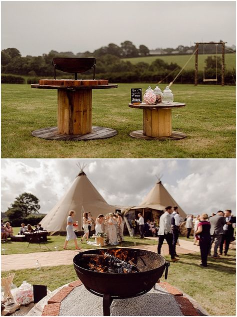 Elouise and Mitchell's DIY Cornish Tipi Wedding Photos: Joshua Gooding Photography Tipi: Cornish Tent Co. #thecornishtentcompany #cornishtentcompany #cornwallwedding #cornishwedding #tipiwedding #outdoorwedding #marqueewedding #tipi Tipi Wedding Photography, Cornish Tipi Wedding, Diy Tent For Wedding, Cornish Wedding Venues, Wedding Tipi Tent, Bell Tent Wedding, Fairground Wedding, Tipi Wedding Decor, Outdoor Wedding Favors