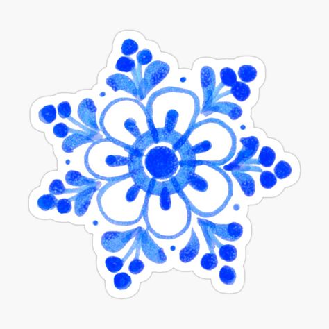 Get my art printed on awesome products. Support me at Redbubble #RBandME: https://www.redbubble.com/i/sticker/Delft-blue-flower-by-redstitchlab/89738368.EJUG5?asc=u Delft Blue Pattern, Blue Flower Sticker, Delft Pattern, Watercolor Stickers, Delft Blue, Floral Stickers, Ap Art, Coloring Book Art, White Stickers