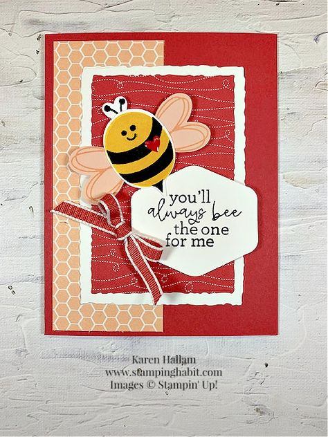 Bee My Valentine Su Bee My Valentine, Bee Mine Stampin Up Cards, Bee My Valentine Stampin Up Cards, Bee Valentines Cards, Valentine 2024, Bee My Valentine, Valentine Card Crafts, Bee Mine Valentine, Bee Valentine