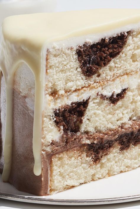 White Russian Cake Recipe - I would have to make a lot of substitutions for us to be able to eat this - but it might be worth trying to figure out something similar. White Russian Cake Recipe, Alcoholic Cakes, Boozy Cakes, Russian Cake, A Slice Of Cake, Russian Cakes, Layered Cakes, Coconut Dessert, Chocolate Yogurt