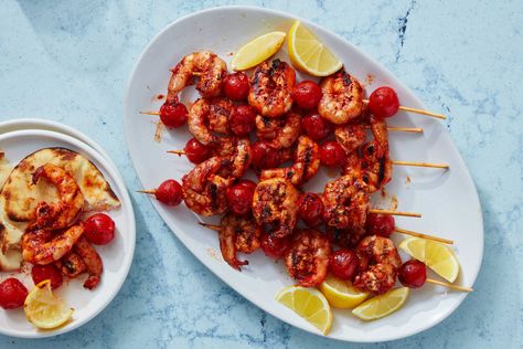 Grilled Harissa Shrimp Recipe Harissa Shrimp, Grilling 101, Pepper Recipes, Salmon And Shrimp, Harissa Paste, Seafood Entrees, Crunchy Salad, One Pot Dinners, Grill Recipes