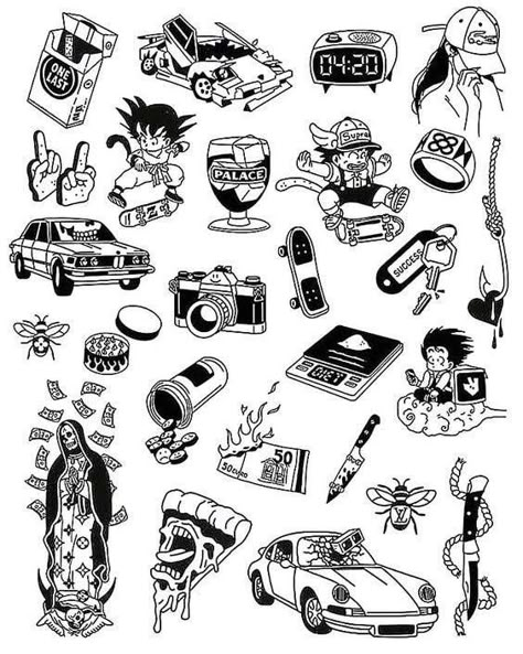 Flash Tattoo Designs, Tattoo Flash Sheet, Doodle Tattoo, Old School Tattoo Designs, Sketch Tattoo Design, Inspiration Tattoos, Sketch Tattoo, Cartoon Tattoos, Tattoo Flash Art