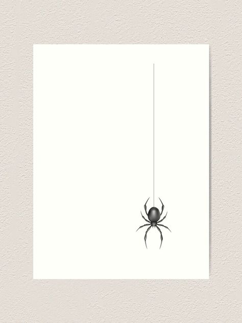 "Spider Hanging From Web | Spider Hangs From Ceiling" Art Print by benayache | Redbubble Spider Hanging From Web Tattoo Design, Spider Dangling From Web Tattoo, Hanging Spider Drawing, Spider Hanging From Web Drawing, Hanging Spider Tattoo, Tiny Spider Tattoo, Spider Hanging From Web Tattoo, Spider Hanging From Web, Hanging Spider