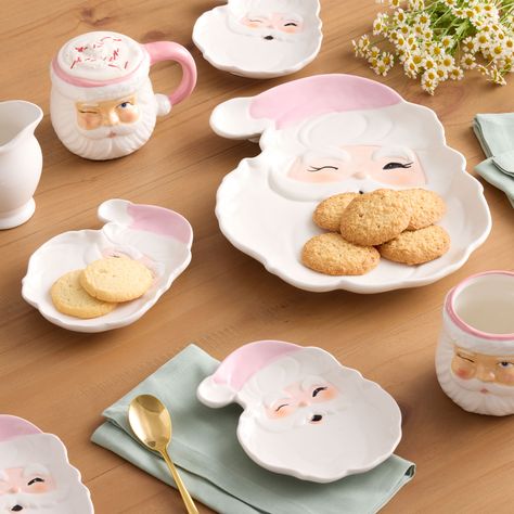 Pink Santa Figural Dishware Collection - World Market World Market Christmas, Pink Santa, Appetizer Plate, Christmas Entertaining, Appetizer Plates, Holiday Time, World Market, Serving Platter, Cozy Christmas