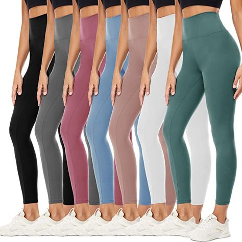 YOLIX 7 Pack High Waisted Leggings for Women, Black Soft Workout Athletic Yoga Leggings at Amazon Women’s Clothing store Pack For A Week, Winter Outfits Casual, Soft Workout, Affordable Leggings, Coloured Leggings, Ankle Length Leggings, Leggings For Women, Yoga Pants Women, Athletic Leggings