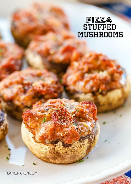 Pizza Stuffed Mushrooms, Baked Stuffed Mushrooms, Pizza Toppings Combinations, Vegan Stuffed Mushrooms, Football Friday, Best Christmas Appetizers, Sausage Stuffed Mushrooms, Cheese Stuffed Mushrooms, Stuffed Portobello