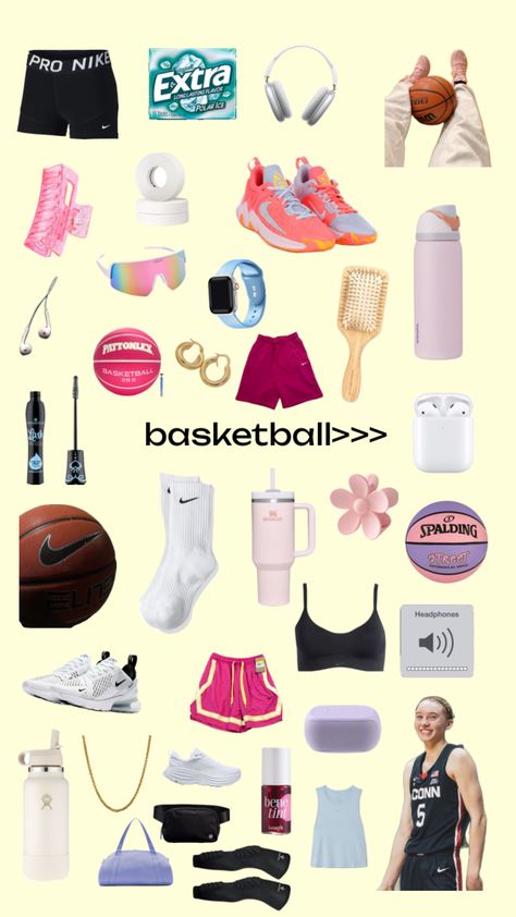 What To Pack For Basketball Practice, What To Pack In Basketball Bag, Basketball Packing List, Basketball Tryouts Outfit, Basketball Outfits For Practice, Cute Basketball Outfits, Basketball Aesthetic Outfit, Basketball Bag Essentials, Basketball Wishlist