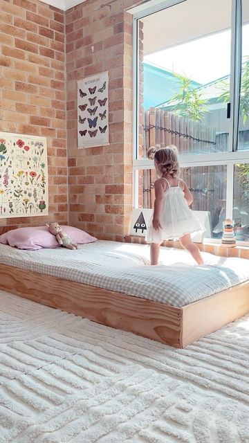 Low Toddler Bed, Diy Floor Bed, Toddler Floor Bed Frame, Floor Bed Toddler, Frame Website, Twin Floor Bed, Toddler Bed Girl, Toddler Floor Bed, Floor Bed Frame