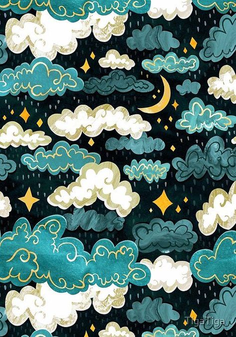 Surface Pattern Design Fantasy Pattern Design, Weather Witch, Clouds Illustration, Constellation Pattern, Fantasy Pattern, Sky Pattern, South African Artists, African Artists, Textile Pattern