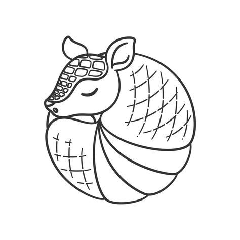 Cute Armadillo Tattoo, Cute Animal Character Design, Outline Cartoon, Cute Animal Character, Animal Character Design, Illustration Simple, Animal Character, Coloring Page, Vector Art