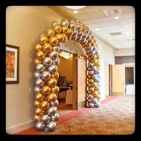 Slow spiral chrome balloon arch.  Perfect ballroom entrance! Ballroom Entrance, Party Entrance, Balloon Arch, Balloon Decorations, Ballroom, Event Decor, Pennsylvania, Entrance, Arch