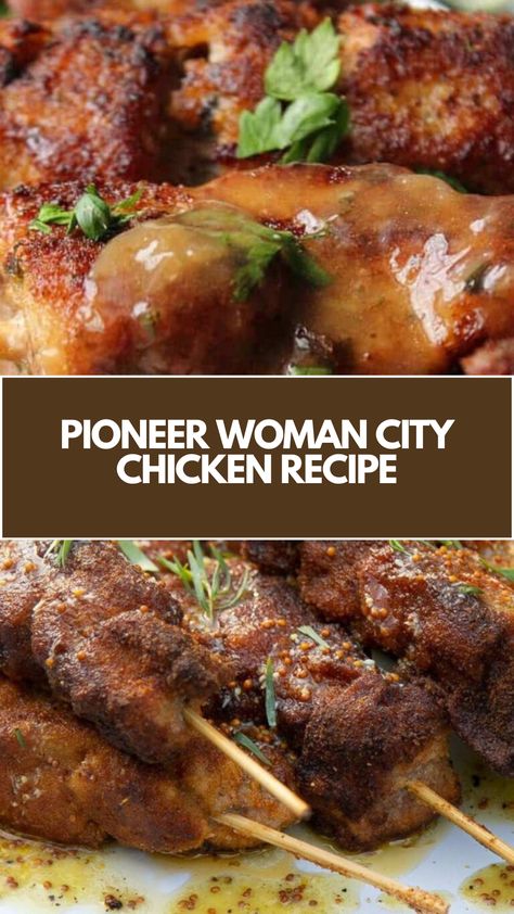 This Pioneer Woman City Chicken recipe is made with boneless pork, skewers, salt, pepper, seasoned salt, eggs, milk, bread crumbs, and vegetable oil. It takes about 75 minutes to prepare and serves 7 people. City Chicken Recipe Easy, City Chicken Recipe, Pioneer Kitchen, City Chicken, Pork Skewers, Pantry Recipes, Chicken Receipes, Milk Bread, Poultry Seasoning