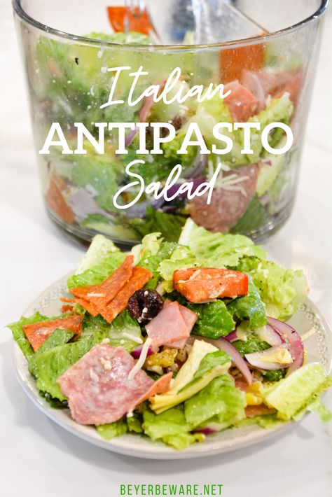 Italian Antipasto Salad, Antipasto Salad Recipe, Grilled Romaine Salad, Italian Dressing Recipes, Italian Antipasto, Girls Lunch, Homemade Italian Dressing, Keto Salad, Antipasto Salad