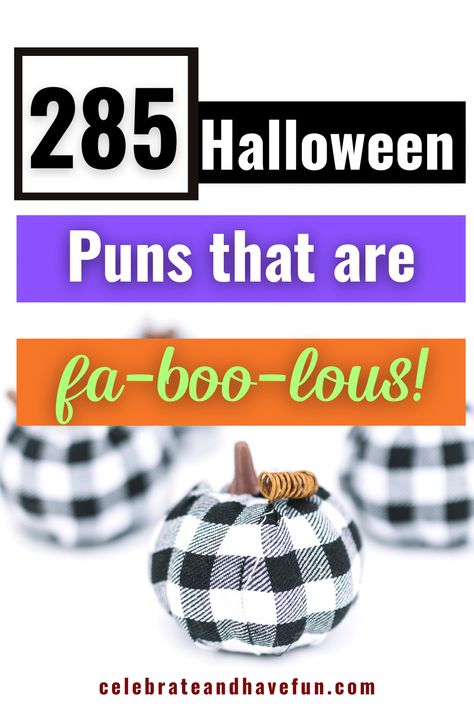 Looking for the best Halloween puns? Here is the best list. You'll laugh so hard at all of these fa-boo-lous puns! Halloween Puns Funny, Halloween Class Treats, Elephant Halloween, Ghost Puns, Halloween Potluck, Punny Gifts, Halloween Puns, Halloween Phrases, Halloween Words