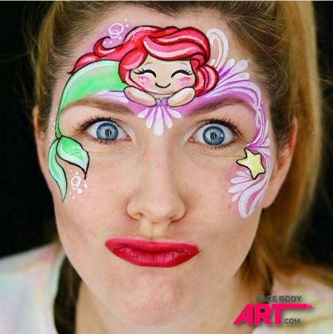 Elodie Ternois: The Unicorn Queen of the Face Painting Industry Face Painting Disney, Face Painting Mermaid, Face Paint Mermaid, Disney Face Paint, Cute Face Painting, Mermaid Face Painting, Disney Face Painting, Mermaid Face Paint, Face Painting Unicorn