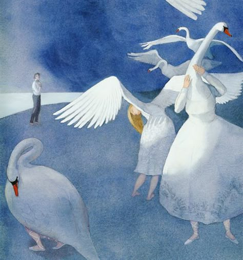 Lizbeth Zwerger-Swan Lake Lisbeth Zwerger, Food Illustration Art, Principles Of Art, Hans Christian Andersen, Children's Book Illustrations, Art Academy, Hans Christian, Fairytale Art, Swan Lake