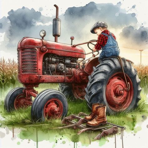 Colorado Flag Art, Tractor Painting, Farmer Art, Tractor Art, Truck Crafts, Old Tractor, Coaster Art, Western Paintings, Antique Tractors