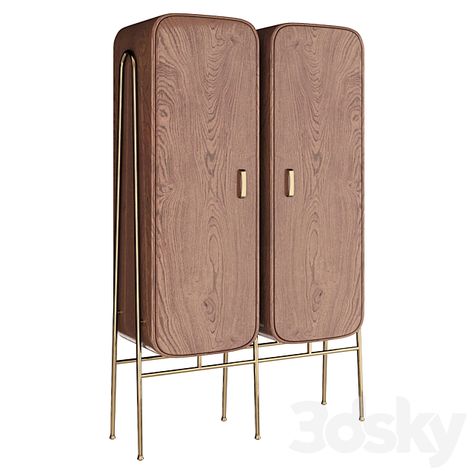 Mid-Century Natural Oak Cabinet by Rockett St George - Wardrobe & Display cabinets - 3D Models Minibar Cabinet, Copper Chairs, Mid Century Wardrobe, Wardrobe Display, Copper Chair, Mobile Architecture, Mid Century Modern Cabinets, Bar Cabinets, Crockery Unit