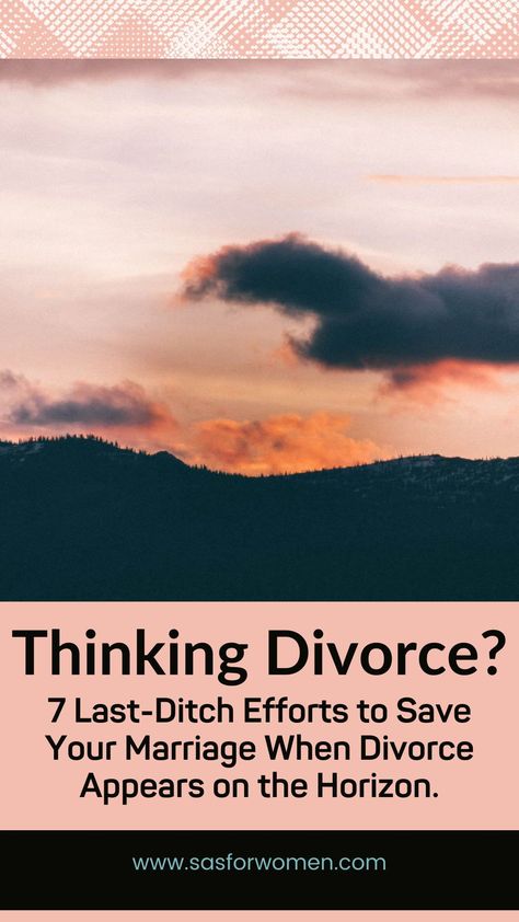 Here are 7 common last-ditch efforts to save your marriage when divorce appears to be on the horizon. Maintaining your marriage can quickly slip into a need to save your marriage. One last-ditch effort is almost always worth it. Once you let go of resentment and make room for true healing, there may still be a spark there. Will you regret exploring some ways to turn that spark into a flame? It’s pretty doubtful. Trying to save your marriage is well worth your time and energy. Is My Marriage Worth Saving, Trial Separation Marriage Rules, How To Know When To Leave A Marriage, Resentment In Marriage, Let Go Of Resentment, Divorce Coaching, Preparing For Divorce, Separation And Divorce, Divorce Support