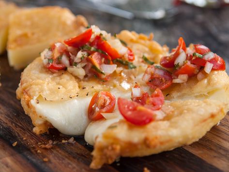 Italian Salsa Recipe, Guy Fieri Recipes, Chicago Beef, Italian Salsa, Fried Cheese, Crowd Pleasing Appetizers, Guy Fieri, Salsa Recipe, Provolone