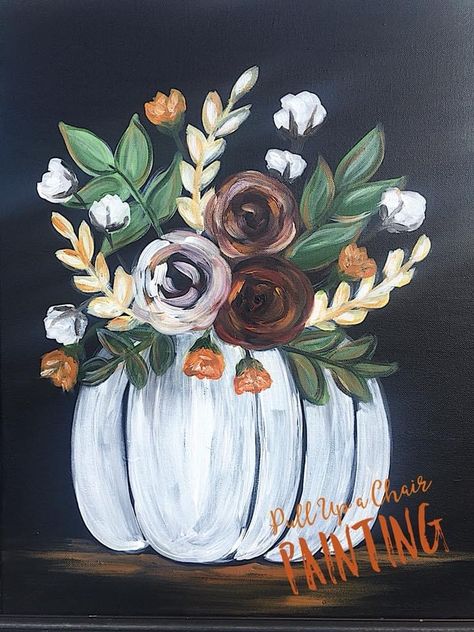 Fall Painting Acrylic Easy, Canvas Painting Ideas For Halloween, Fall Painted Canvas Ideas, Halloween Sip And Paint Party Ideas, Fall Canvas Art Diy, Fall Art Projects Adults, Thanks Giving Paintings, Diy Fall Paintings On Canvas, Fall Diy Painting Canvas