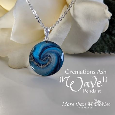 Cremation Jewelry Necklaces, Ashes Jewelry Cremation, Ash Jewelry, Wave Pendant, Surfer Jewelry, Memorial Jewelry Ashes, Pet Memorial Necklace, Wave Jewelry, Remembrance Jewelry